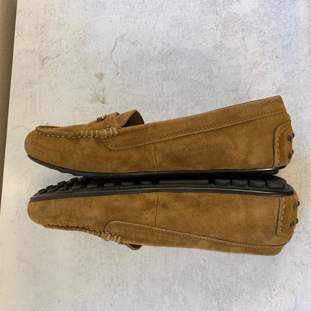 Vionic Ashby 10 Women's Loafers Tan Brown Suede Gold Bar Driving Moccasins - Picture 5 of 14